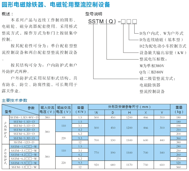 圓形電磁除鐵、電磁輪用整流控制設(shè)備